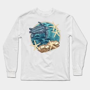 Round Turtle Stamp Long Sleeve T-Shirt